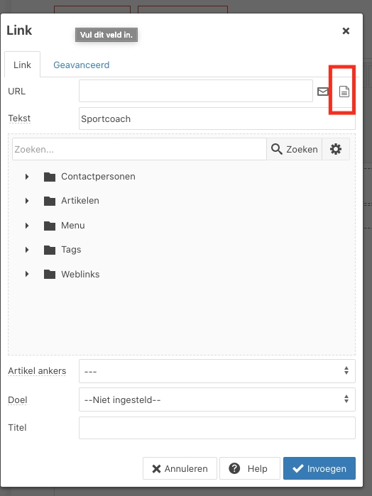 handleiding Editor link bestand toevoegen